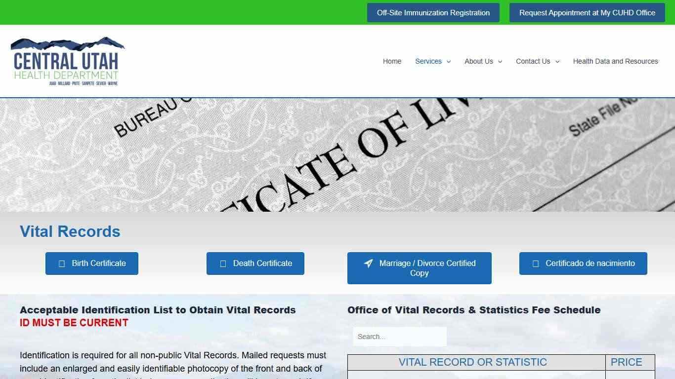 Vital Records – Central Utah Public Health