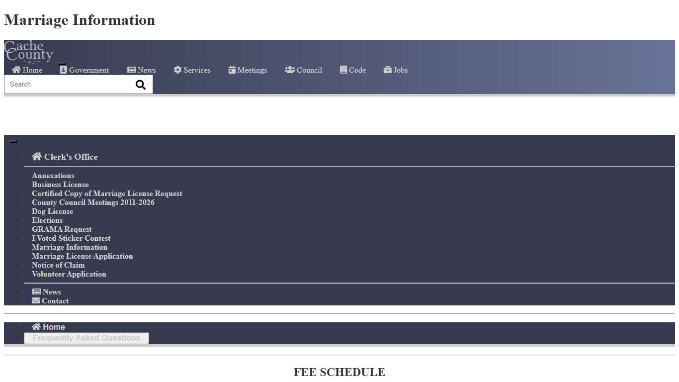 Official Site of Cache County, Utah - Marriage Information